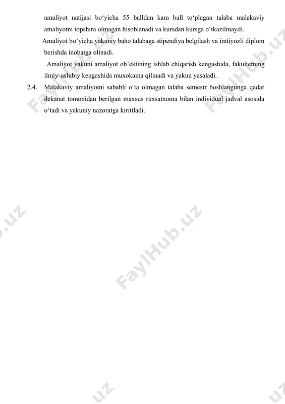 1 oshkozonni yuvish 3 2 kul va oyoklarda pulsatsiyani aniklash 12 3 kul va oyoklarda kon bosimini ulchash 12 4 blekmor zondini urnatish. 3 5 plevral bushlik punktsiyasi 3 6 koldik plevral bushlikni yuvish 3 7 troyanov-trendelenburg sinamasini bajarish. 3 8 delbe-pertes sinamasini bajarish. 3 9 pratt-ii sinamasini aniklash. 3 10 chchxs da xolangiostomani yuvish 3 11 peshob kopini kateterizatsiyasi, yuvish 6 12 oyoklarni elastik bintlash 12 13 jarroxlik muolajalaridan keyingi boglov, yara va drenajlar parvarishi. 12 14 jarroxlik muolajalaridan keyingi ichak stimulyatsiyasi 12 15 yurak tugma va orttirilgan illatlarida auskultativ belgilarni aniklash 6 16 magistral tomirlar pulsatsiyasini aniklash, auskultatsiya utkazish 12 17 kul va oyoklar kon bosimidagi farklarni aniklash 12 18 bosh miya, kul va oyoklar tomirlarining utkir va surunkali ishemiyasi simptomlarini aniklash 6 19 simptomatik arterial gipertenziya, portal gipertenziya va mexanik sariklikda klinik-biokimyoviy tekshiruv natijalari taxlili 6 20 simptomatik arterial gipertenziya, portal gipertenziya va mexanik sariklikda utt i …