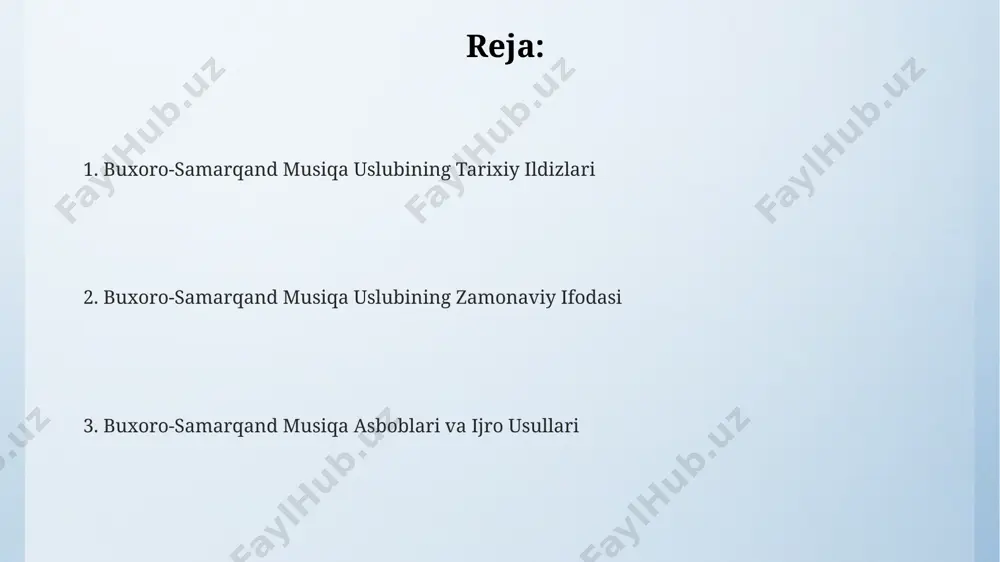 o-samarqand musiqasi zamonaviy buxoro-samarqand musiqasi ijrochilarining 30% dan ortig'i yosh avlod vakillari bo'lib, ular o'z ijodlarida an'anaviy shashmaqom elementlarini zamonaviy ohanglar bilan birlashtirishadi. buxoro va samarqand shaharlarida 1990-yillardan keyin zamonaviy musiqa janrlari, shu jumladan, rep va pop musiqasi, mahalliy an'anaviy uslublar bilan uyg'unlashgan holda rivojlana boshladi. zamonaviy buxoro-samarqand musiqasida 20-asrning ikkinchi yarmidan boshlab elektro musiqa asboblari, masalan, sintezatorlar va elektron barabanlar, an'anaviy cholg'ular bilan qo'shilib ishlatila boshlandi. buxoro-samarqand musiqasining jahon miqyosidagi ahamiyati xvi-xvii asrlarda buxoro va samarqanddagi musiqa maktablari, 20 dan ortiq noyob cholgʻu asboblari va oʻziga xos ijro uslublari bilan butun dunyoda tan olingan. unesconing nomoddiy madaniy meros roʻyxatiga kiritilgan buxoro-samarqand musiqasining 5 ta asosiy janri, jahon miqyosida 100 dan ortiq tadqiqot va ilmiy maqolalar mavzusiga aylangan. buxoro-samarqand musiqa uslubi, 1000 yildan ortiq tarixga ega boʻlib, oʻrta osiyo musiqa madaniyatining rivojlanishiga katta hissa qoʻshgan va jahon musiqasining xilma-xil ovozlar palitrasini boyitgan. maqom tizimi va uning ahamiyati maqomlarning ijrosi nafaqat …