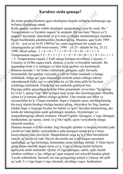 temperament va xarakter raqami — DOC