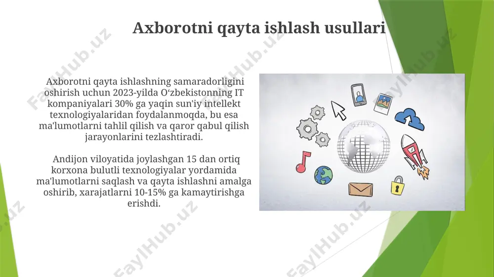 qlash va himoya qilish bo'yicha 5 yillik milliy dastur amalga oshiriladi, bu esa ma'lumotlarga kirishni nazorat qilish imkoniyatini oshiradi. e'tiboringiz uchun rahmat @taqdimot_robot image1.jpg image2.jpg image3.jpg image4.jpg image5.jpg image6.jpg image7.jpg image8.jpg image9.jpg image10.jpg image11.jpg image12.jpg image13.jpg image14.jpg image15.jpg image16.jpg image17.jpg