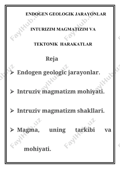 endogen geologik jarayonlar — DOCX