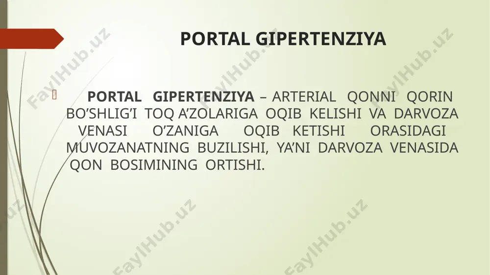 li rentgenografiya (bariy sulfat) dopplerografiya davolash varikoz kengaygan venalardan qon ketishni davolash: i. konservativ davo. oktreotid – 0,01% 1ml, vena ichiga, 3marta kuniga, №5 vazopressin – terlipressin – endoskopik terapiya skleroterapiya ligatura qo’yish iii blekmor-seynstaken zondi varikotsin trombovar ligatura qo’yish blekmor-seynstaken zondi xirurgik davo portosistem anastomoz endovaskulyar usullar: taloq arteriyasini surunkali embolizatsiyasi qizilo’ngach va medaning varikoz kengaygan venalarni o’tkir embolizatsiyasi e t i b o r i n g i z u c h u n r a h m a t ! ! ! image1.jpeg image2.jpeg image3.jpeg image4.png image5.png image6.jpeg image7.png image8.png image9.jpeg image10.jpeg image11.png image12.jpeg /docprops/thumbnail.jpeg