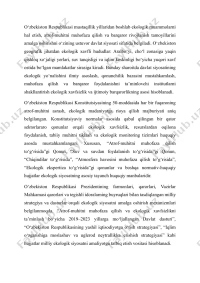 ekologik xavf va ekologik siyosat — DOCX