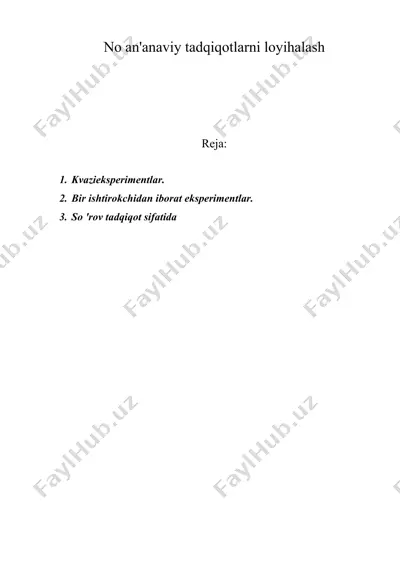 no an'anaviy tadqiqotlarni loyihalash — DOC