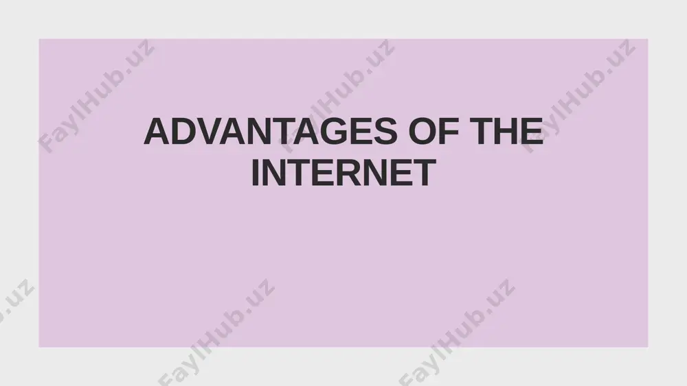 hieve our goals. however, we must set limits for ourselves in using the internet, as it is a powerful source that can be most beneficial when used wisely. https://www.pewresearch.org interesting vocabulary 5. follower – polzovatel, podpisanniy na akkaunt dlya polucheniya obnovleniy. 6. hacking – nesanktsionirovanniy dostup k sistemam dlya polucheniya informatsii. 7. viral content – internet-kontent, kotoriy bistro stanovitsya populyarnim i rasprostranyaetsya sredi polzovateley. 8. podcasting – sozdanie i rasprostranenie audio- ili videokontenta cherez internet. 1. browsing – internet-poisk informatsii s pomoshyu brauzera. 2. social network – onlayn-platforma dlya obsheniya i obmena kontentom. 3. crashing – sboy programmi ili sayta, vremennaya nedostupnost. 4.e-commerce – pokupka i prodaja tovarov cherez internet. see the light www.reallygreatsite.com thank you very much! national university of uzbekistan image1.jpeg image2.png image3.svg image4.jpeg image5.jpeg image6.png image7.svg image8.png image9.svg image10.jpeg image11.png image12.svg image13.jpeg image14.png image15.svg image16.jpeg image17.jpeg image18.jpeg image19.jpeg image20.png image21.svg image22.jpeg image23.jpeg image24.jpeg image25.jpeg image26.jpeg image27.jpeg image28.png …