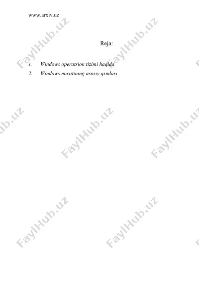 windows muhitiga kirish va ishni tugatish — DOC