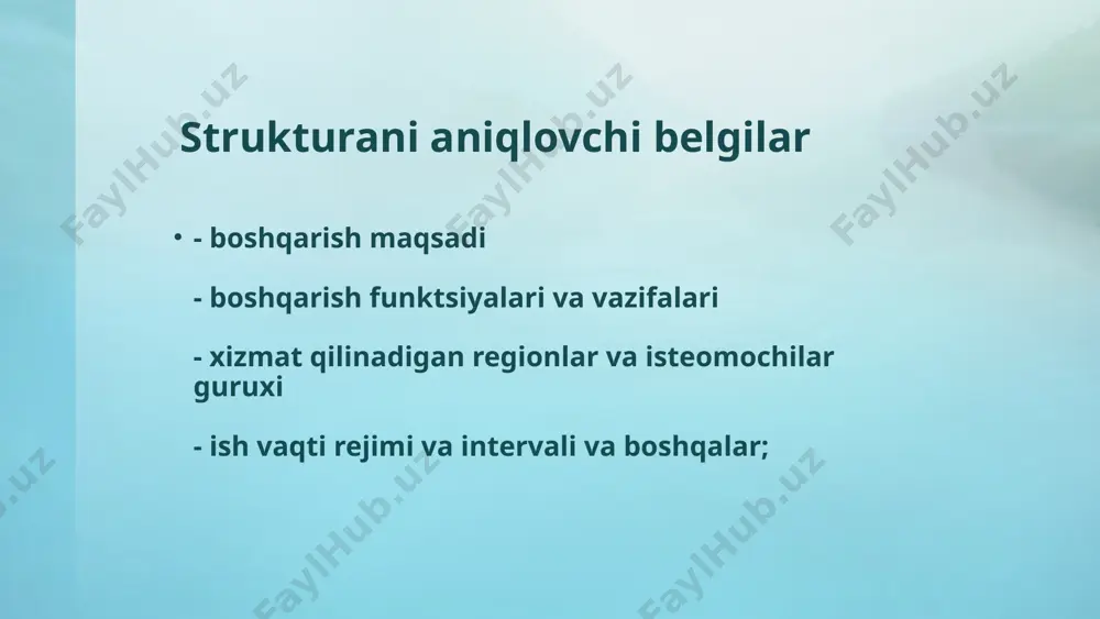инади. юқори ташкилотлар республика ва тармоқ бошқарув ташкилотларига ажратилади. умумдавлат бошқарув ташкилотлари ишлаб чиқаришнинг турли тармоқларини бирлаштирадилар. умумдавлат бошкарув ташкилотлари республика конституциясига асосланган ҳолда фаолият юритади. халк хўжалигини бошқаришнинг умумдавлат ташкилотлари қонун чиқарувчи, ижро этувчи ва суд ташкилотларига бўлинади. қонун чикарувчи олий ташкилот - ўзбекистон республикаси олий мажлисидир. у хўжалик фаолиятини тартибга солувчи қонун, қонуний актларни тасдиклайди. давлат режалари ва бюджетининг бажарилиши ҳакида ҳисоботни муҳокама қилиб тасдиқлайди, иқтисодиётни бошқаришнинг ижроия ташкилотларини шакллантиради. функционал тузилма - бошқарув вазифаларининг функционал бўғинлар ва раҳбарлар ўртасида тақсимланишига асосланади. у бошқарув мураккаблашуви ва ихтисослашув ривожланиши билан боғлиқ ҳолда вужудга келган. функционал тузилмада бошқарувчи кўрсатмалар нисбатан малакали бўлади, лекин якка бошчилик тамойилига риоя қилинмайди. функционал бўғинлар сони ортиши билан ҳар бир бўғин мустақил равишда ҳал этувчи масалалар доираси торайиб боради. бошқариш структураларининг ташкилий турлари чизиқли-штабли тузилмада чизиқли тузилма асос қилиб олинади, лекин бошқарувнинг қуйи бўғинга эга ҳар бир бўғинида айрим муҳим муаммолар бўйича штаблар тузилади. штаблар …