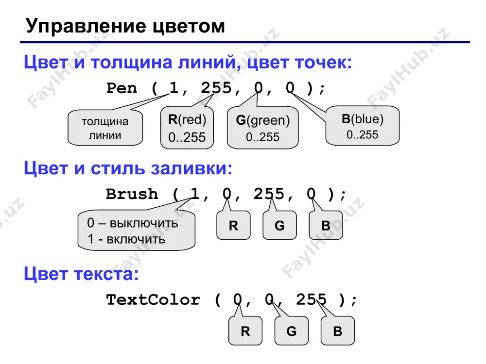 1), round(y1)); pifagor (x1, y1, a+pi/4, l*k, n-1); pifagor (x1, y1, a-pi/4, l*k, n-1); end; end; rekursivnie vizovi zakonchit, esli n=0 rekursivnoy nazivaetsya protsedura, vizivayushaya sama sebya. * programma program qq; procedure pifagor(x0, y0, a, l: real; n: integer); ... end; begin pifagor (250, 400, pi/2, 150, 8); end; ugol α dlina stvola chislo urovney x0 y0 pifagor (250, 400, 2*pi/3, 150, 8); kak naklonit derevo vpravo na 30o? ? * "4": ispolzuya rekursivnuyu protseduru, postroit figuru: "5": ispolzuya rekursivnuyu protseduru, postroit figuru: zadaniya * programmirovanie na yazike paskal tema 11. animatsiya animatsiya animatsiya (angl. animation) – ojivlenie izobrajeniya na ekrane. zadacha: vnutri sinego kvadrata 400 na 400 pikseley sleva napravo dvigaetsya jeltiy kvadrat 20 na 20 pikseley. programma ostanavlivaetsya, esli najata klavisha esc ili kvadrat doshel do granitsi siney oblasti. problema: kak izobrazit peremeshenie ob'ekta na ekrane? privyazka: sostoyanie ob'ekta zadaetsya koordinatami (x,y) printsip animatsii: risuem ob'ekt v tochke …