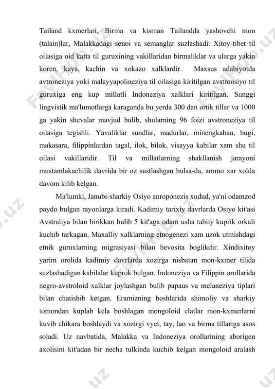 adi va dexkonchilik, savdo, xunarmandchilik, fan va san'at ancha rivojlanadi. vii-vii1 va ayniksa x1u asrlarda indoneziya va malayziyaga kisman filippinga, vyetnam va kampuchiyaga islom dini tarkala boshlagan. janubi-sharkiy osiyoning serunum tuprogi, namli va issik iklimi kadimiy davrlardan dexkonchilik xujaligini, ayniksa sholikorlikni keng tarkalishiga sabab bulgan. yukorida kayd kilinganidek sholikorlik bu yerda neolit davrida paydo bulib, dastlab uni tay va avstroneziya xalklari egallagan. endi sugorma omoch dexkonchiligi janubi-sharkiy osiyo axolisining asosiy mashguloti bulib, ular kup joyda yiliga ikki marta xosil oladilar. ular sholidan tashkari dukkakli va ildizmevali ekinlar, makka, bogdorchilik va sabzavot ekinlar yetishtiradilarlar. texnik ekinlardan kauchuk va kofe daraxtlari, kokos palmasi xam ekiladi. ishlab chikarish kurollari deyarli bir xil: oddiy yogoch omoch va tishli mola bilan yerga ishlov beradilar, xaydalgan yerga yogoch bilan kovlab urug soladilar yoki tayyor mol yuborib yanchadilar. asosiy ekinlardan, masaslan, vyetnamda, sholi, makka, kauchuk daraxti, ildizmevali ekinlar, choy va payta ekiladi. laosda kizil shillik sholi, bogdorchilik, …