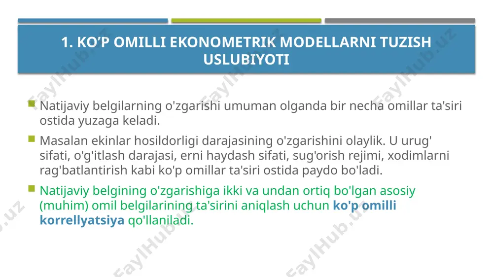 ekonometrik model parametrlarining iqtisodiy tahlili va elastiklik koeffitsientlarini hisoblash. agar biror parametr ushun bo’lsa, u holda bu parameter qabul qilingan daraja bilan mohiyatli hisoblanadi. ijtimoiy-iqtisodiy tekshirishlarda mohiyatlilik darajasi ushun 0,05 olinadi ya’ni ko’rsatkishlarning mohiyatli bo’lish ehtimoli: ga teng. 4. ekonometrik model parametrlarining iqtisodiy tahlili va elastiklik koeffitsientlarini hisoblash. regressiya tenglamasini tahlil qilishda elastiklik koeffitsientlaridan foydalaniladi. bu koeffitsient (э) omil belgining o’rtasha nesha foiz o’zgarishini ifodalaydi: agar natijaviy va omil belgilarining ko’shimcha o’sish sur’atlari bir xilda bo’lsa, u holda elastiklik koeffitsienti birga teng bo’ladi (). agar omil belgining qo’shimsha o’sish sur’ati natijaviy belgining ko’shimcha o’sish sur’atidan yuqori bo’lsa, u holda bu koeffitsient birdan kichik buladi () va aksincha (). faqat bog’lanishning ko’rsatkishli ifodasi uchun elastiklik koeffitsienti o’zgarmas mikdor bo’ladi, ya’ni image1.png image2.png image3.png image4.png image5.png image6.png image7.png image8.png image9.png image10.png image11.png image12.png image13.png image15.png image16.png image17.png /docprops/thumbnail.jpeg