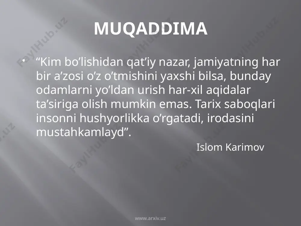 qilib borib, ortga qaytishda 120 ming-dan ortiq tinch aholini qirib tashlaydi, ko‘plab qishloq va qal’alarni vayron qiladi, ekinzor, bog‘-rog‘larni payhon etadi.aleksandr makedonskiy mil. av. 329—328 yillar qishini zariaspa (balx, baqtra)da o‘tkazadi. bahorda uning huzuriga xorasmiy-lar podshosi farasman 1500 jangchi-si bilan kelib o‘zaro ittifoq tuzishni taklif etadi. www.arxiv.uz www.arxiv.uz aleksandr makedonskiy 328—327 y. boshida sug‘diyonadagi tog‘lar ustida joylash-gan qal’alardagi qo‘zg‘olonchilarni bo‘ysundirishga juda ko‘p kuch sarflaydi, ularni mag‘lub qilgach, oksiartning qizi roxshanak (roksana) ga uylanadi (q. so‘g‘d qoyasi, xoriyen qal’asi va boshqalar). mil. av. 327 y. yozida aleksandr makedonskiy so‘g‘dlik oropiyni so‘g‘diyona hokimi etib tayinlab, o‘zi hindistonga yurish qiladi-da, gidasp daryosi (hind d. irmog‘i) sohilida katta qiyinchilik bilan podsho por qo‘shini ustidan za-far qozonadi. shu tariqa aleksandr makedonskiy panjobni egallab, gang daryosi vodiysiga yurish-ni davom ettirmoqchi bo‘ladi. biroq sa-far va kasallik azobidan holdan toygan qo‘shinning ochiqdan-ochiq qarshiligiga duch keladi. shu bois aleksandr makedonskiy gifasis daryosi (hind d. sharqiy irmog‘i) bo‘yidan ortga qaytishga …