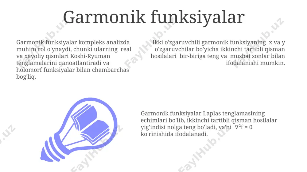 ni 3 ta koordinata orqali ifodalaydi. konservativ vektor maydoni uchun, uning rotatsiyasi nolga teng bo'ladi va bu maydon potensial funksiya orqali aniqlanishi mumkin. vektor maydonlarida divergensiya teoremasi 3 o'lchovli fazo uchun skalyar maydon hosil qiladi va bu maydon manba yoki quvur shaklidagi oqim zichligini ifodalaydi. kattalashtirilgan misol kattalashtirilgan misol, green teoremasi yordamida radiusi 3 birlik bo'lgan aylana bo'ylab vektor maydonining chiziqli integralini hisoblashni o'z ichiga olishi mumkin, bu yerda aylana ichidagi skalyar funksiyaning ikkilamchi hosilasi integral hisob-kitoblarida muhim rol o'ynaydi. kattalashtirilgan misol, green teoremasini murakkab shaklli, masalan, 5 ta uchburchakdan tashkil topgan hudud uchun qo'llashni o'z ichiga oladi, bu yerda har bir uchburchak integral hisob-kitoblarini soddalashtirish uchun kichik, oddiy shakllarga bo'linadi. kattalashtirilgan misolda, green teoremasini qo'llash orqali 2 o'lchovli maydon bo'ylab integrallangan skalyar funksiyaning qiymati, chegaraviy chiziq bo'ylab vektor maydonining chiziqli integraliga teng ekanligini ko'rsatish mumkin, bu yerda maydonning chegarasi 12 ta segmentdan iborat bo'lishi mumkin. yopiq integrallar yopiq integrallarni …