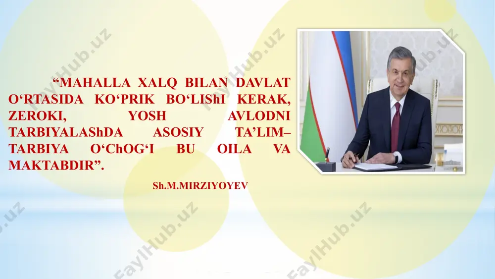 izligini ta’minlash, turli-xil yot g‘oyalar ta’siridan saqlash yoshlarning bo‘sh vaqtini mazmunli va samarali tashkil etish hamda kasb hunarga yo‘naltirish maktab-oila-mahalla hamkorligining samaradorligini oshirish mexanizmlarini yaratish vazifalari oilada ota-ona farzandlari ta’lim-tarbiya olishida faol ishtirok etishi; maktab hayoti to‘g‘risidagi salbiy fikrlarini ijobiy tomonga o‘zgartirish; mahalla “bir bolaga yetti qo‘shni ota-onadir” tamoyili asosida ishlash; notinch va ijtimoiy xavfli bo‘lgan oilalar bilan muntazam ishlash; maktabda o‘quvchilarini ijtimoiy guruhlarga ajratish va uning monitoringni yuritish; ota-onalarning maktab hayoti va tarbiyaning zamonaviy usullari bilan yaqindan tanishishlariga yordamlashish; aqshda: agar o‘quvchi dars mashqulotlariga kech qolgudek bólsa maktab mámuriyati tomonidan ota-onaga maxsus telefon xabar beriladi. agar ota-onalari javob bermagan taǵdirda o‘quvchining xavfsizligi yuzasidan huquqni muhofaza qiluvchi organlariga xabar beradilar. yaponiyadа: maktablarda o‘quvchilar o‘z vaqtini sarf qilishni, dangasalikni qochishni, o‘z ishini va o‘zgalar ishini hurmat qilish tushunchalarini shakllantiradi. ota-onalar maktab hayotining barcha sohalarida faol ishtirok etadi va o‘z farzandlariga barcha sohada o‘rnak-namunadirlar. 5. muammo yuzasidan xorijiy tajribalarni o‘rganish 7 qiyosiy …
