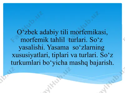 o‘zbek adabiy tili morfemikasi — PPTX