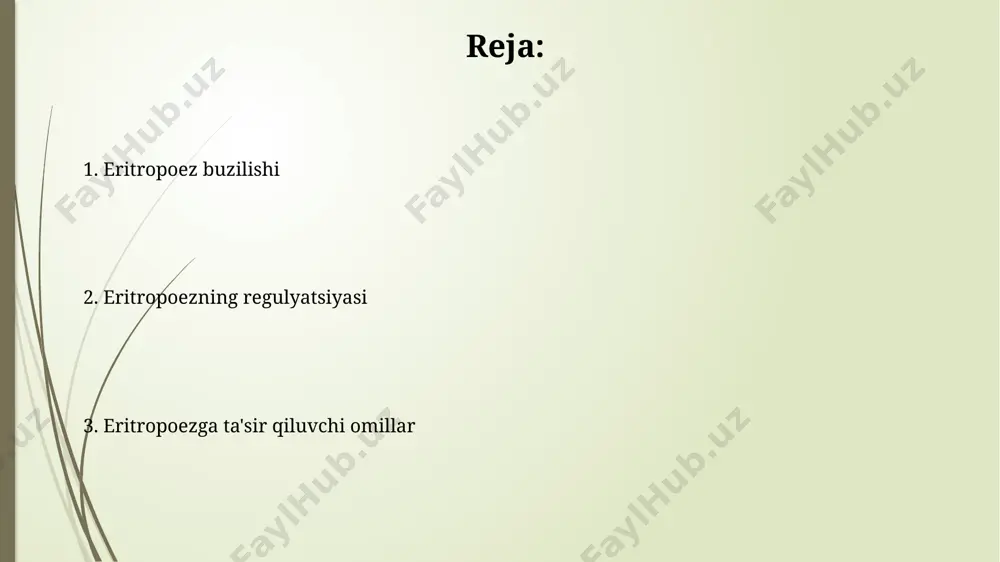 tanqisligi anemiyasi bo'lgan bemorlarda, eritropoezning sezilarli darajada pasayishiga olib keladi, bu esa qonda gemoglobin darajasining pasayishiga olib keladi. genetik omillar diamond-blackfan анемияси, 19-хромосомадаги 10 дан ортиқ геннинг мутацияси билан боғлиқ бўлган кам учрайдиган касаллик, суяқ кўмигида эритроцитлар ишлаб чиқарилишини пасайтиради ва кўпинча болаларда учрайди. β-глобин гени мутациялари, масалан, серп клетка анемиясига олиб келадиган мутациялар, жаҳон бўйлаб 300 миллиондан ортиқ одамга таъсир кўрсатади ва эритропоэзнинг жиддий бузилишига сабаб бўлади. temirning ahamiyati temirning yetarli miqdorda iste'mol qilinmasligi, ayniqsa, 15-49 yosh oralig'idagi ayollar va 50 yoshdan oshgan erkaklarda, temir tanqisligi anemiyasini keltirib chiqaradi, bu esa suyak ko'mig'ida eritropoezning pasayishiga olib keladi va jahon sog'liqni saqlash tashkilotining ma'lumotlariga ko'ra keng tarqalgan muammo hisoblanadi. taxminan 70% temir organizmda gemoglobin tarkibida bo'ladi. shuning uchun, temir yetarli bo'lmaganda, qizil qon tanachalari soni va gemoglobin miqdori kamayadi, bu esa to'qimalarga kislorod yetkazib berishni pasaytiradi va eritropoezni buzadi. b12 vitamini va folat kislotasi b12 vitamini va folat kislotasi dnk …