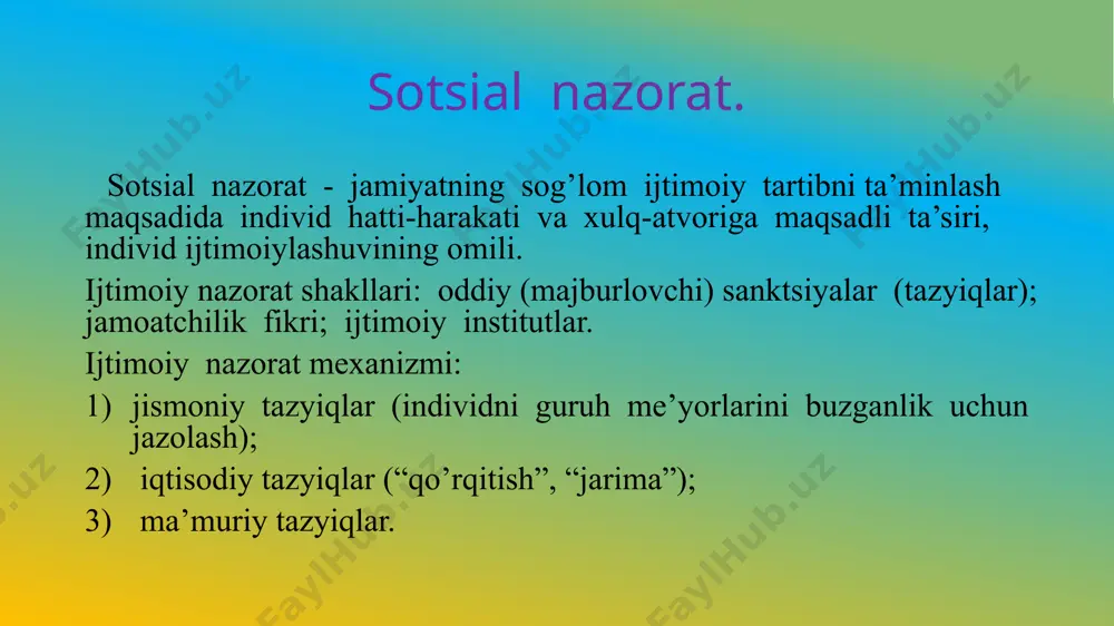 sotsial nazorat kishilar hatti-harakatini amalga oshirish mexanizmi sifatida - Page 3