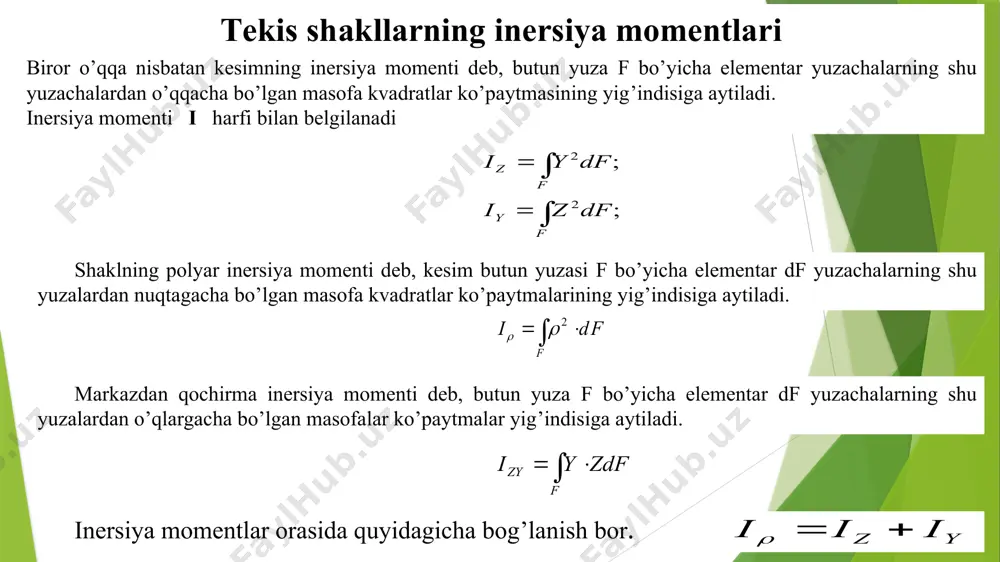 y z i i i + = r ; 12 ; 12 3 3 hb i bh i y z = = ( ) h sm b sm f sm i sm i sm z sm z y x = = = = = = 30 10 40 5 5810 327 2 52 1 2 4 4 0 ; ; , ; ; ; , . 4 3 3 8 12 96 12 4 2 12 sm bh i x = = × = = 4 3 3 667 , 2 12 32 12 4 2 12 sm h b i y = = × = = i i a f sm i i b f sm i i a b f sm z z y y y z yz 1 1 1 1 2 2 4 2 2 4 4 5810 15 40 5 14910 327 7 48 40 …