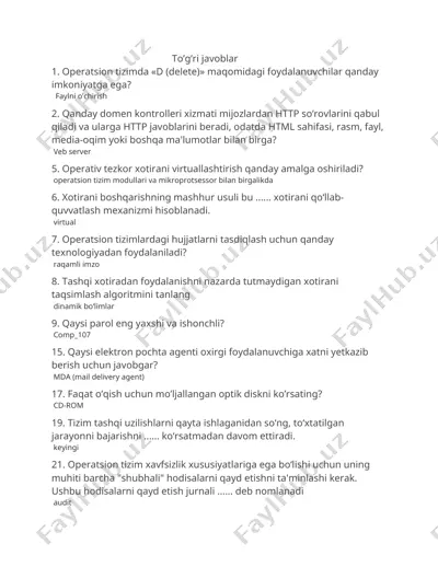 operatsion tizimlar haqida ma'lumotlar — DOCX