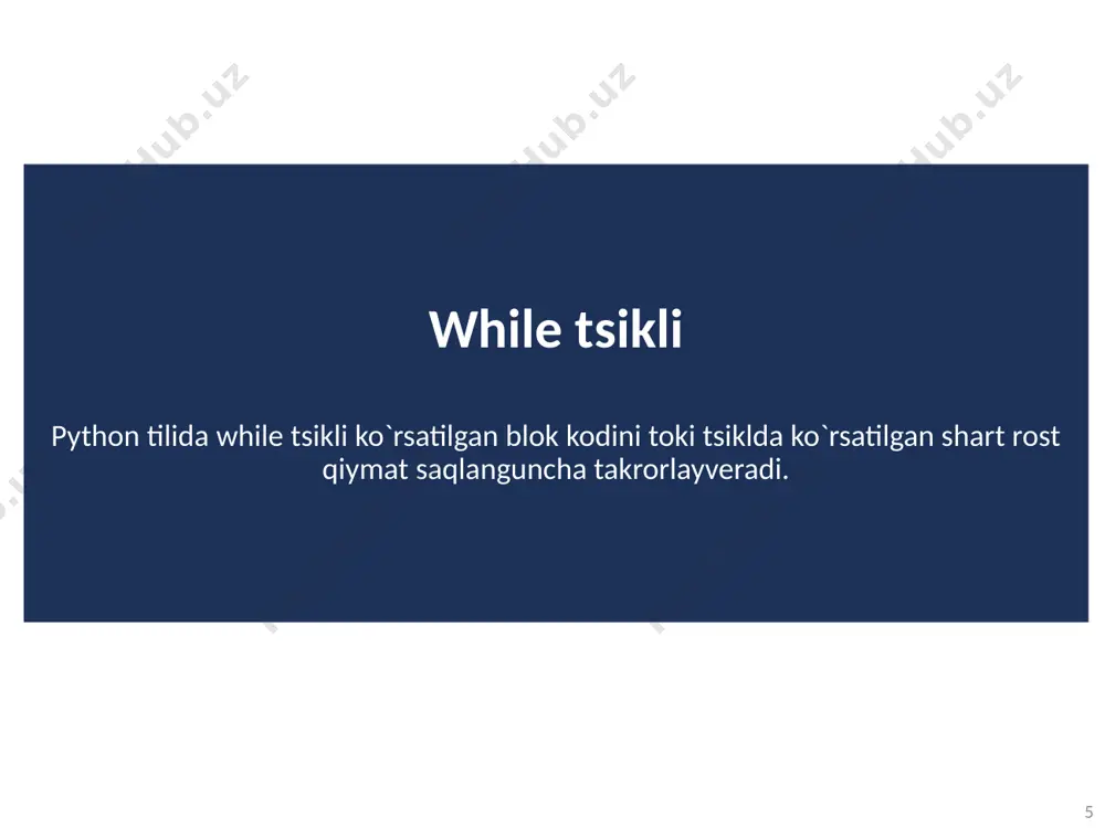 python dasturlash tilida for, while takrorlash operatorlari - Page 5