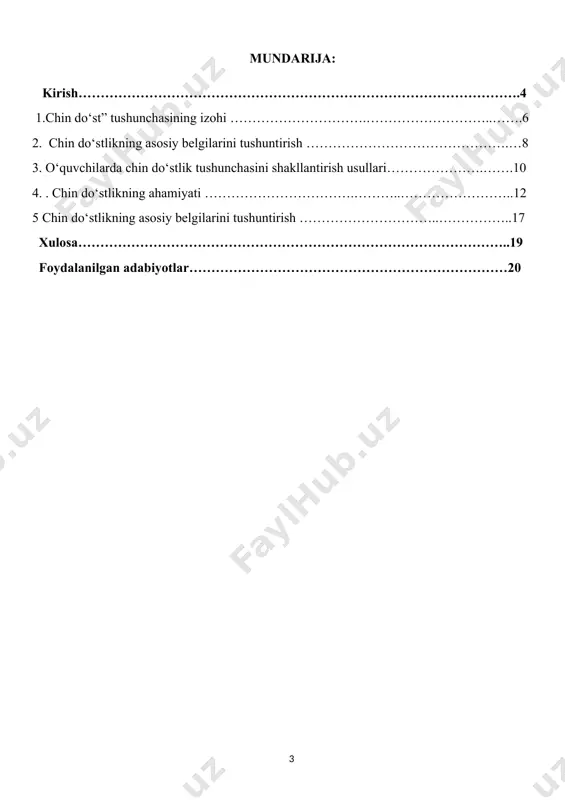 ‘rni beqiyosdir. “chin do‘st hikoyasi” mavzusi o‘quvchilarning faqat til bilimlarini emas, balki ma’naviy-axloqiy tarbiyasini boyitishga xizmat qiladi. har bir bola hayotida do‘stning borligi uning o‘ziga bo‘lgan ishonchini oshiradi, quvonchini orttiradi, g‘amlarini yengillashtiradi. shu bois, dars jarayonida o‘quvchilar chin do‘stning kimligini, uning qanday fazilatlar bilan ajralib turishini chuqur anglab yetishlari muhimdir. ushbu mavzuni o‘rgatishning asosiy maqsadi o‘quvchilarga do‘stlik tushunchasini to‘g‘ri yetkazish, chin do‘stlikning moddiy manfaat emas, balki ishonch, sadoqat, mehr, tushunish va yordamga tayyorlik kabi yuksak insoniy fazilatlar asosida qurilishini tushuntirishdir. dars davomida hikoya mazmuni orqali o‘quvchilarning mulohaza yuritish, taqqoslash, xulosa chiqarish ko‘nikmalari rivojlanadi. shu bilan birga, ular o‘zlarida rostgo‘ylik, halollik, rahmdillik, yordamchanlik kabi axloqiy sifatlarni shakllantiradilar. darsning tarbiyaviy ahamiyati shundaki, u o‘quvchilarda do‘stlikning qadri, inson bilan insonni bog‘lab turuvchi samimiy tuyg‘ularning ulug‘ligi haqidagi tushunchani mustahkamlaydi. hikoya misolida ular do‘stga sadoqatli bo‘lish, uning quvonchiga ham, tashvishiga ham sherik bo‘lish, uni yomon yo‘ldan qaytarish, do‘stini har tomonlama qo‘llab-quvvatlash hayotning eng muhim vazifalaridan …