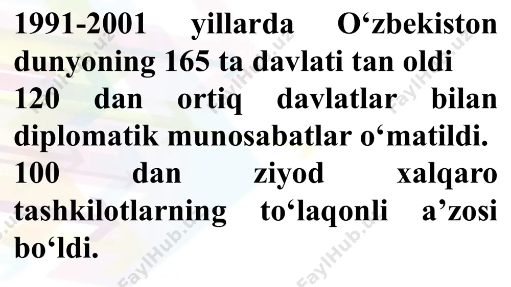 o‘zbekistonning xalqaro aloqalari va jahon hamjamiyatidagi o‘rni - Page 3