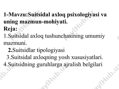 suitsidal axloq psixologiyasi va uning mazmun-mohiyati — PPTX