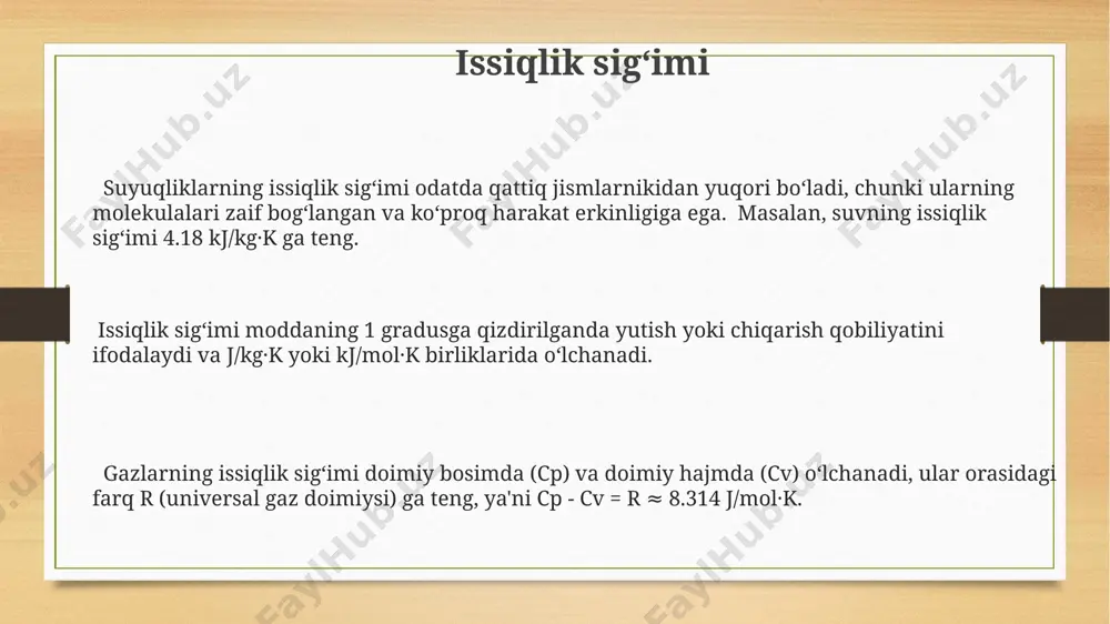 gazning bajargan ishi, issiqlik sig'imi va aylanma jarayonlar - Page 3
