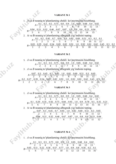 matematik misollar — DOCX
