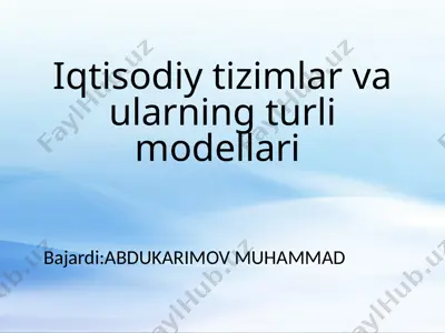 iqtisodiy tizimlar va ularning turli modellari 2 — PPTX