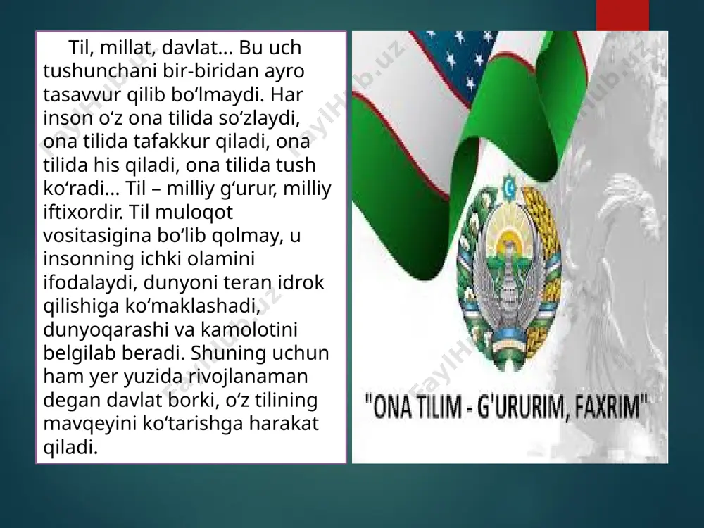 lozim, bilurgʻa soʻz durin sarrof lozim. qosir aqling birla sun’i kibriyodin urma dam, bilmagʻon odamga bu nozik suxan lozim emas. furqat asarlarida “soʻz” kalimasi oʻrnida ba’zan uning suxan, kalom, nukta singari sinonimlari ham faol ishlatiladi. jumladan, ushbu baytdagi “suxan” soʻzi “nozik” sifati bilan birga qoʻllangan. “sun’” – lugʻatda yaratish, san’at demakdir. kibriyo – alloh taoloning sifati boʻlib, ulugʻ, buyuk ma’nolarini anglatadi. shunga koʻra, ushbu baytda furqat qusurli aql bilan buyuk tangri taoloning yaratuvchilik qudrati haqida soʻzlashdan tiyilish zarurligini, benihoya nazokat (ehtiyotkorlik) bilan munosabatda boʻlishni taqozo etadigan bu nozik suxan bilmagan odamga lozim emasligini alohida ta’kidlaydi. e’tiboringiz uchun rahmat! image2.png image3.jpeg image4.jpeg image5.jpeg image6.jpeg image7.jpeg image8.jpeg image9.jpeg image10.jpeg image11.jpeg image12.jpeg image13.jpeg image14.png image15.jpeg image16.jpeg image17.png image18.jpeg image19.jpeg image20.png image21.jpeg image22.jpeg image23.jpeg image24.jpeg /docprops/thumbnail.jpeg