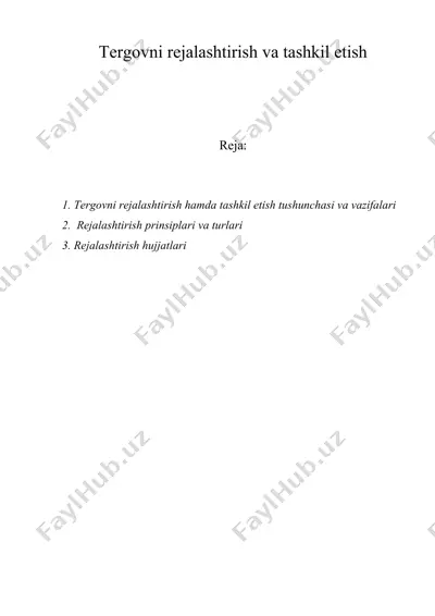 tergovni rejalashtirish va tashkil etish — DOC