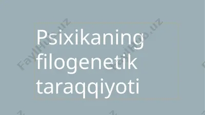 psixikaning filogenetik taraqqiyoti — PPTX