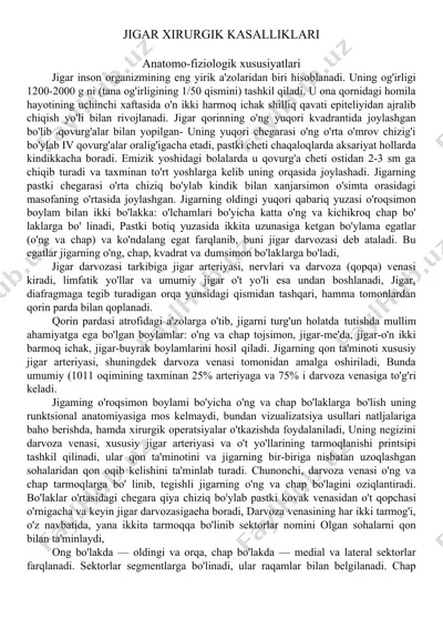 jigar xirurgik kasalliklari — DOC