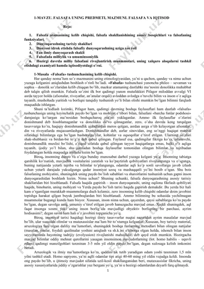 falsafa va iqtisod — DOCX
