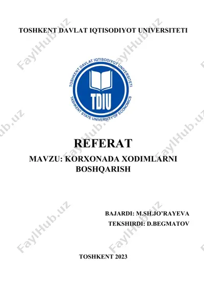 korxonada xodimlarni boshqarish referati — DOCX