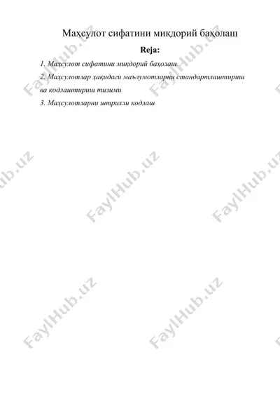 махсулот сифатини миқдорий бахолаш — DOCX