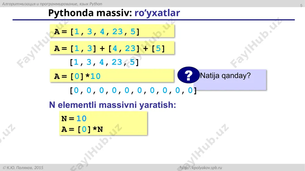 murakkab dasturlar va o'lar ning tayyorlanishi strukturalari - Page 5
