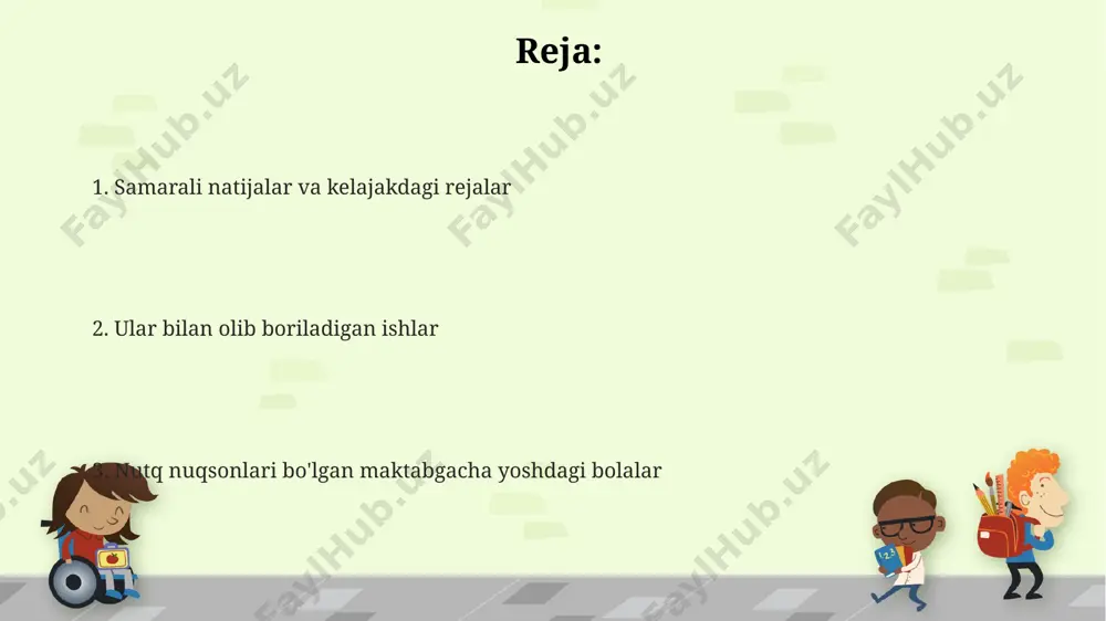 an foydalanish, nutq rivojlanishini 20% tezlashtirishi va bolalarning motivatsiyasini oshirishi mumkin, bu esa kelajakdagi davolanish strategiyalariga ijobiy ta'sir ko'rsatadi. terapiya usullari nutq terapiyasi jarayonida obrazli tasavvur va o'yinlardan foydalanish, 3-5 yoshli bolalar uchun mo'ljallangan hikoya va qo'shiqlar orqali so'z boyligini oshirish va nutq faoliyatini rag'batlantirish. bolalarda nutq apparati mushaklarini rivojlantirish uchun 5-10 daqiqalik maxsus mashqlar majmuasi, masalan, til, lab va jag’ mushaklarini harakatga keltiruvchi fonetik mashqlar, nutqning aniqligi va tovush talaffuzini yaxshilashga qaratilgan. individual nutq terapiya dasturiga kiruvchi 7-10 ta maqsadli tovushni to'g'ri talaffuz qilish bo'yicha muntazam mashg'ulotlar, har bir tovush uchun maxsus o'yinlar va qo'shimcha vazifalar bilan. nutq buzilishlarining turlari nutqning fonetik-fonemik buzilishlari, masalan, shivirlash, jarangsiz undoshlarni jaranglilar bilan almashtirish kabi 3 yoshgacha bo'lgan bolalarda tez-tez uchraydi va artikulyatsiya apparati nuqsonlari bilan bog'liq bo'lishi mumkin. umumiy nutq rivojlanishining kechikishi (onrk) turli xil alomatlarni o'z ichiga oladi, jumladan, so'z boyligining kamligi, grammatik tuzilmalarning soddalashuvi va nutqning ifodali jihatlarining zaifligi, ba'zan …