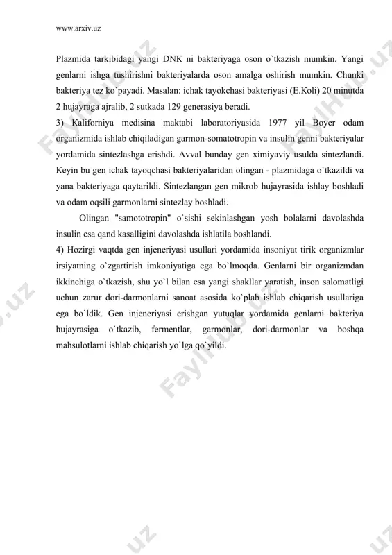 s», 1984. 6. dubinin n.p. obshaya genetika. m., «nauka», 1970. 7. maqsudov z.yu. umumiy genetika. t., «o`qituvchi», 1980. 8. morozov e.m.,tarasevich e.i.anoxina v.s.genetika v voprosax i otvetax. minsk, 1989. 9. sobirov p.s., do`stqulov s.d. genetika asoslari va chorva mollarini urchitish. t., «mehnat», 1989. 10. sobirov p.s., do`stqulov s.d.genetikadan amaliy mashg`ulotlar.samarqand, 1990. 11. кrasota v.f., lobanova v.t.,djaparidze t.g. «razvedene selskoxozyaystvenno`x jivotno`x» m., agropromizdat, 1990 g. 12. akmalxonov sh. a., ashirov m.i. «naslli tanalar va g`unojinlarni o`stirish texnologiyasi» t, 1991 g. 13. ashirov m.i., xidirov к.i. –produktivnost korov cheonopestroy poroda razlichnoy lineynoy prenadlejnosti. nauchnie trudi uzniij: «razvedenie i seleksiya selxoz jivotno`x v uzbekistane» t., 1991. 14. www.ziyonet.uz