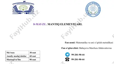 matematika va uni o’qitish metodikasi — PPTX