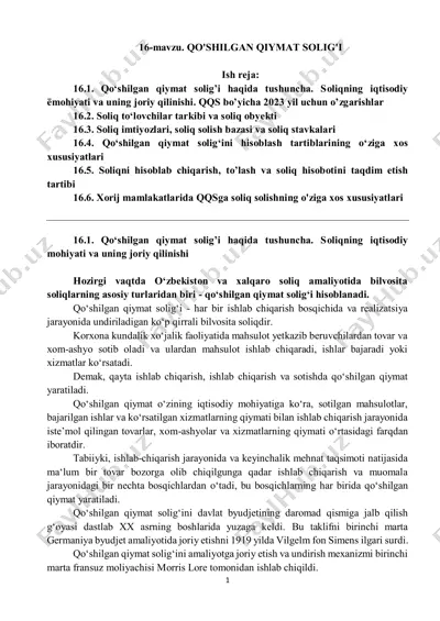 qo'shilgan qiymat solig'i — PDF