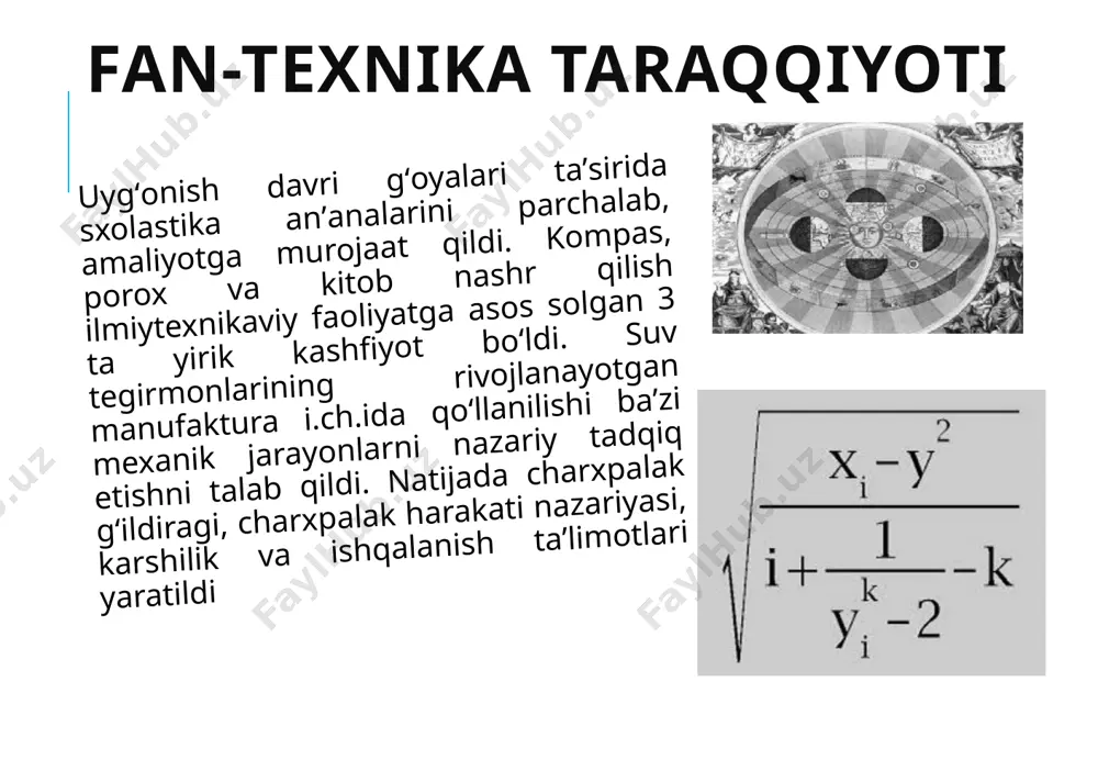 ’ldi. yo’lovchilar tashish kemalarining tezligi 20 uzel (qariyb 40 km)ga yetdi. katta sig’imli kemalarning qurilishi yirik bandargohlar shakllanishiga sabab bo’ldi. o’sha vaqtda to’g’on va dambalar qurila boshlandi, sun’iy kanallardan suv yo’li sifatida tobora keng foydalanila boshlandi 6 mashinasozlik xix asrning 70- yillaridan 1914- yilgacha jahon mashinasozligi katta sur’atlar bilan rivojlandi. metallarni kesish jarayonini ilmiy jihatdan tekshirishga peterburg tog’ institutining professori i.a.time asos soldi, u o’z asarlarida metall kesishning asosiy qonunlarini ta’riflab berdi. amerikalik ishbilarmon f.u.teylor (l856—1915) tokarlik ishlarida bo’ladigan kesish rejimlarini empirik yo’l bilan aniqladi. elektr bilan payvandlash usulini dastlab 1867- yilda amerikalik elektrotexnik tomson qo’llagan edi. elektr bilan payvandlashning n.n.benardos yaratgan usulini rivojlantirgan va takomillashtirib borgan boshqa bir rus olimi n.g.slavyanov 1888- yilda ko’mir elektrod bilan emas, balki metall elektrod bilan qizdirib payvandlash usulini topdi. ingliz ch.person, shved к.g.laval, fransuz o.ratolar turbinali dvigatellarga, nemis g.golvart gaz turbinali, m.nikolskiy samolyotlar uchun turbovintli dvigatellarga asos soldi. 1903- yili aka-uka raytlar samolyotda …