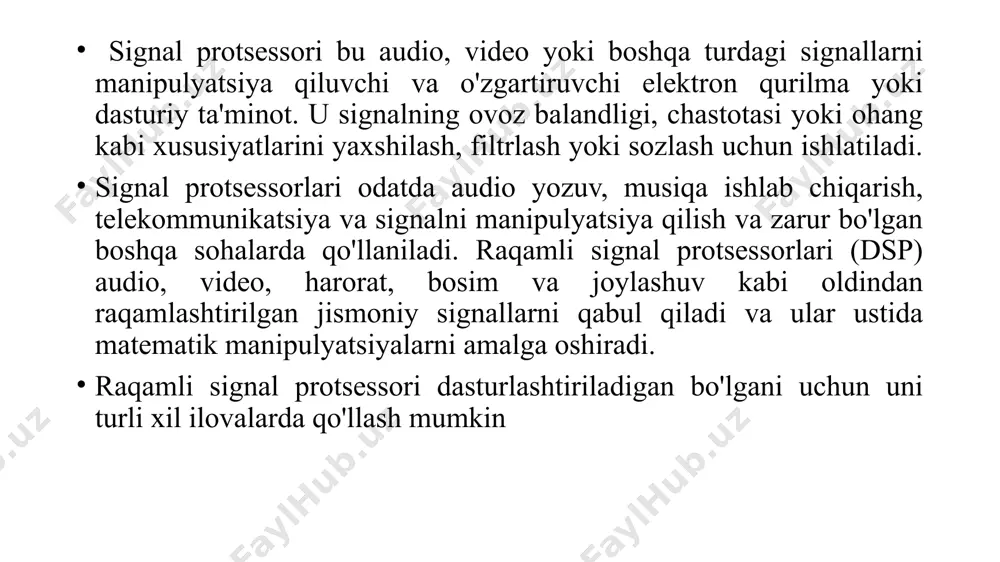 raqamli signal protsessorlari (dsp) va boshqaruv tizimlaridagi roli - Page 4