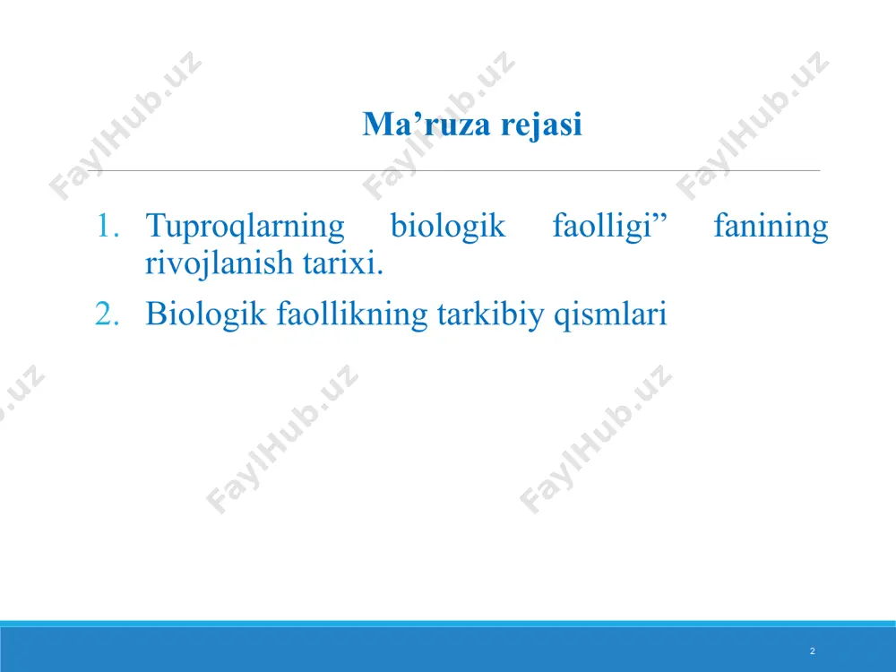alki tuproqda sodir bo'ladigan jarayonlarning mexanizmlarini, ularning biokimyoviy mohiyatini ochib beradi. tuproq biologiyasining kelib chiqishi 19-asr oxiri va 20-asr boshlarida ikki fan - tuproqshunoslik va mikrobiologiyaning poydevori qo'yilgan paytdan boshlanadi. 9 100 yildan ortiq vaqt oldin v.v. dokuchaev tuproq haqidagi ta'limotning asoslarini tabiiy tanasi sifatida ishlab chiqdi, bu qator omillar - tuproq hosil qiluvchi ona jins va vaqt, iqlim va relyef, shuningdek hayvonlar va o'simliklarning vazifasidir. v.v. dokuchaev tuproq hosil bo'lish jarayonlarini tuproq mikroorganizmlari faoliyati bilan bog'lagan birinchi olimdir. 1895 yilda u universitetlarda tuproqshunoslik va bakteriologiya kafedralarini ochish vaqti kelganligini yozgan. 10 v.v.dokuchaev asarlarida yangi metodologiya - tuproqni o'rganishda genetik yondashuv, alohida jismlar va omillarni emas, balki butun omillar kompleksini hisobga olgan holda ishlab chiqilgan. ushbu yaxlit yondashuv hozirda yangi darajada keng ishlab chiqildi va tizim yondoshuvi deb nomlandi. 11 v.v.dokuchaevning so'zlariga ko'ra va uning shogirdi v.i. vernadskiy, tuproq yanada murakkab tabiiy tizim - biogeotsenoz va umuman biosferaning tarkibiy qismidir. …