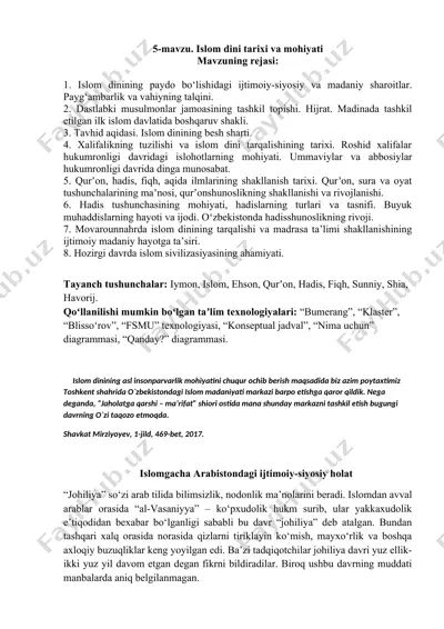 islom dini tarixi va mohiyati — DOCX