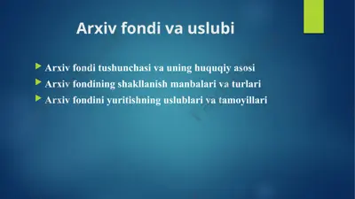 arxiv fondi va uslubi — PPTX