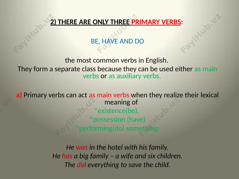 redicate) non-finite verb forms: 1. nick can speak five languages. (infinitive, part of a compound modal verbal predicate.) 2. dancing is my favorite good pastime. (gerund, subject) 3. i like dancing. (gerund, direct object) 4. he sat on the sofa reading a book. (participle i, adv. modifier of attending circumstances) 5. he saw a dancing girl. (participle i, attribute) 6. there was a broken vase in the box. (participle ii, attribute) 2. finite verbs have tense contrast i.e. the distinction between present and past tenses: she works hard. she worked hard. while non-finite verb forms don’t have tense distinction i.e. they don’t have grammatical category of tense. 3. finite verbs have grammatical categories of person and number while non-finite verbs don’t have any of these distinctions. he / she / jim reads the paper every morning. i / we / you / they read the paper every morning. 4. both, …