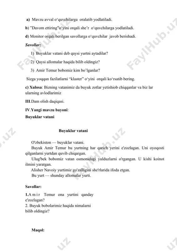 "dars ishlanmasi va uning texnologik xaritasi" - Page 5