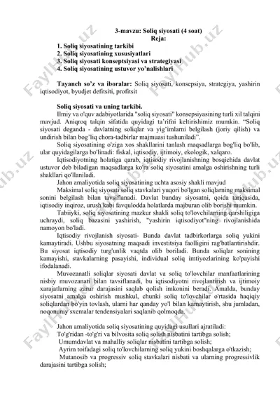 soliq siyosati tavsifi — DOCX