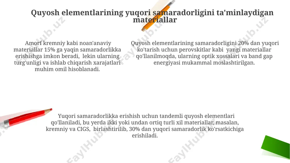 kelajakdagi yuqori samarali quyosh elementlari materiallari - Page 5